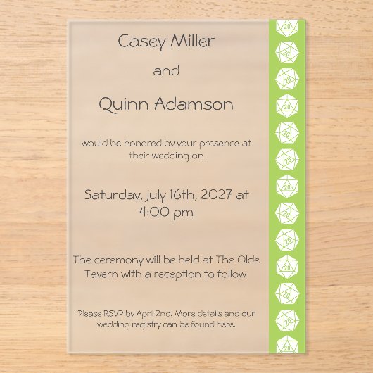 Tabletop Chic en Péridot Invitation de Mariage en (Recto)