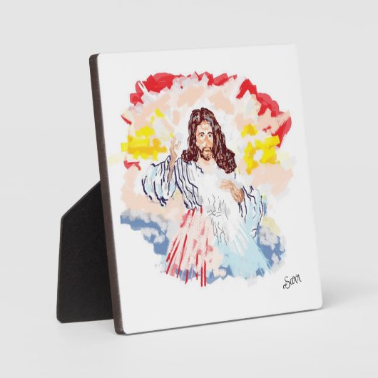 Tabletop Easel met Canvas: De Heer Jezus Christus Fotoplaat (Voorkant)