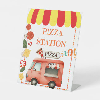 Tabletop Food Signage Pizza Station Reclamebord Met Voetstuk