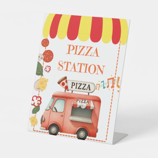 Tabletop Food Signage Pizza Station Reclamebord Met Voetstuk (Voorkant)