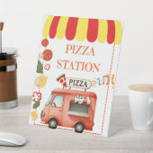 Tabletop Food Signage Pizza Station Reclamebord Met Voetstuk (Insitu)