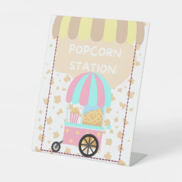 Tabletop Food Signage Popcorn Station Reclamebord Met Voetstuk