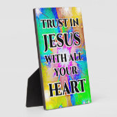 Tabletop Plaque met Easel Trust in Jesus Fotoplaat (Zijkant)