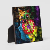 Tabletop Plaque Whimsical Abstrait Owl Folk Art (Recto)