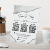 *~* Tabletop QR 3 BETALINGstabel SILVER AGATE Reclamebord Met Voetstuk (Insitu)