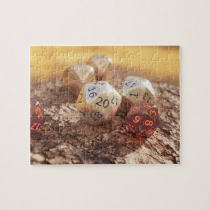 Tabletop RPG   Fantasy Role Player Dice op Bark Legpuzzel