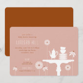 Tabletop Tea Floral Baby shower Invitation Kaart (Voorkant / Achterkant)