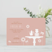 Tabletop Tea Floral Baby shower Invitation Kaart (Staand voorkant)