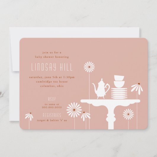 Tabletop Thé Floral Baby shower Invitation (Devant)
