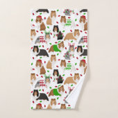 Tablette de Noël Shetland Sheepdog ensemble de ser (Serviette à main)