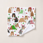 Tablette de Noël Shetland Sheepdog ensemble de ser (Gant de toilette)