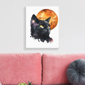Tablette en toile étirée de chat et de lune noire (Insitu(Salon))
