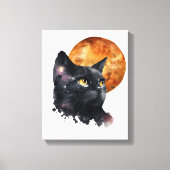 Tablette en toile étirée de chat et de lune noire (Recto)