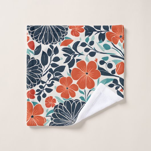 Tablette et noir moderne Fourre-tout florale (Gant de toilette)