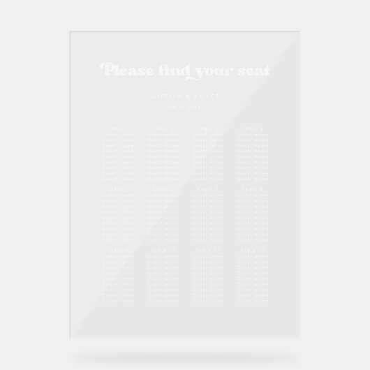 Tableur mariage rétro élégant Signe clair (Recto)