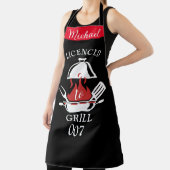 Tablier 007 Aire de parodie "autorisée à griller" - Nom pe (Insitu)