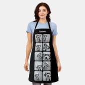 Tablier 10 Collage photo empilé - noir blanc nom du script (Porté)