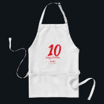 Tablier 10e anniversaire ajouter nom date année rouge modè<br><div class="desc">conception modifiable</div>