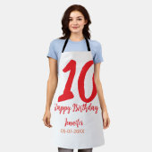 Tablier 10e anniversaire ajouter nom date année rouge modè (Porté)