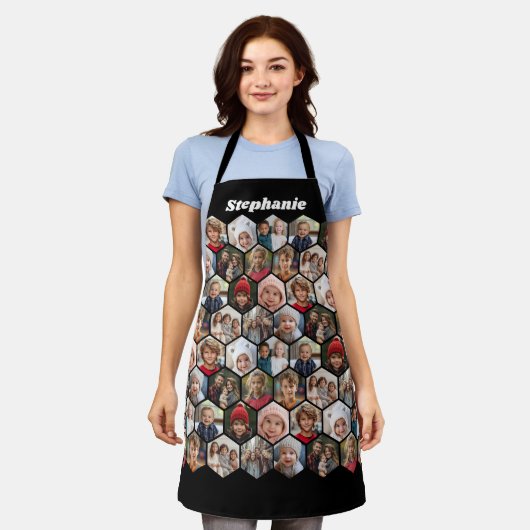 Tablier 12 Photo Collage honeycomb hexagon Motif aléatoire (Porté)