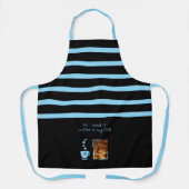Tablier 1 photo dog coffee lover stripes black blue (Recto)