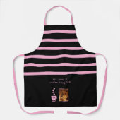 Tablier 1 photo dog coffee lover stripes black pink (Recto)