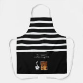 Tablier 1 photo dog coffee lover stripes black white (Recto)