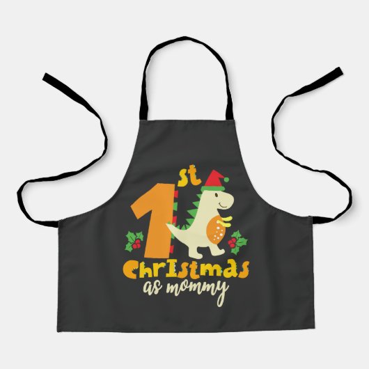 Tablier 1er Noël Comme Maman Xmas Cute Dinosaur (Recto)