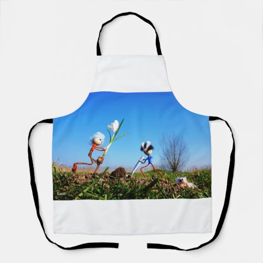 Tablier 2 Fubby qui plantent une sphère de crocus. (Recto)