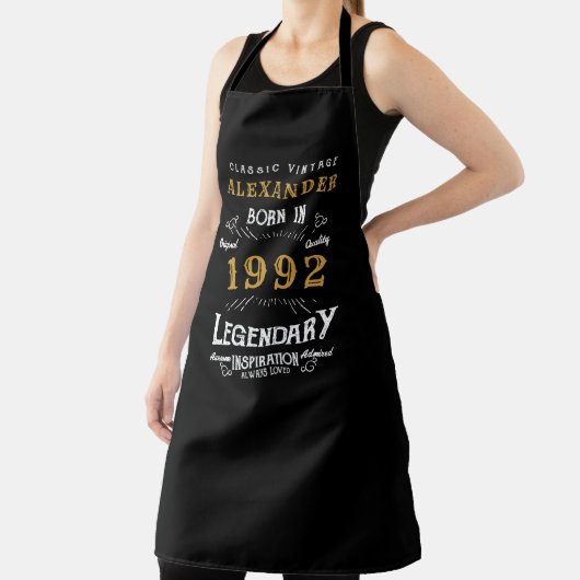 Tablier 30th Birthday 1992 Ajouter le nom Black Gold Legen (Insitu)