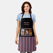 Tablier 3 photo custom text black pink striped  (Porté)