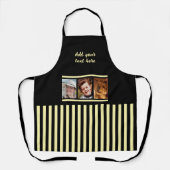 Tablier 3 photo custom text black yellow striped  (Recto)