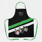 Tablier 3 photos custom text black green (Recto)