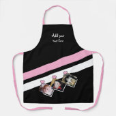 Tablier 3 photos custom text black pink (Recto)