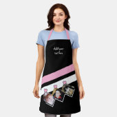Tablier 3 photos custom text black pink (Porté)