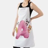 Tablier 3D Pink Balloon Letter A Forest Animals Apron (Insitu)