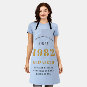 Tablier 40e anniversaire 1982 Elégant Gold Blue Grey