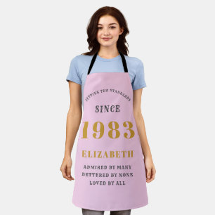 Tablier 40e anniversaire 1983 Pink Grey Lady's Apron