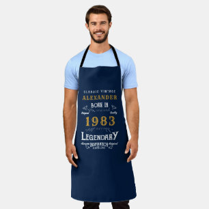 Tablier 40e anniversaire 1983 Vintage Blue Gold Legend