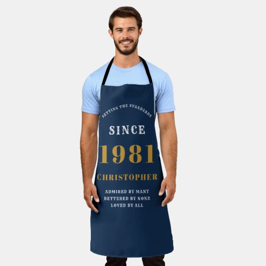 Tablier 40e anniversaire Né 1981 Blue Gold Man's (Porté)