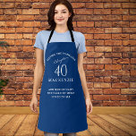 Tablier 40th Birthday Add Name Elegant Blue and White<br><div class="desc">Make your loved one's special day even more memorable with a custom printed apron that celebrates their 40th birthday. Our elegant blue and white apron features a stylish design with plenty of space for you to add their name and a special message. Perfect for cooking up some special treats in...</div>