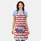 Tablier 4 juillet Cocktails Red & White Stripes Blue Stars (Porté)