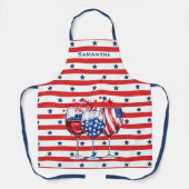 Tablier 4 juillet Cocktails Red & White Stripes Blue Stars (Recto)