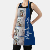 Tablier 4 Photo Collage - bleu avec nom de script blanc (Insitu)