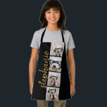 Tablier 4 Photo Film Strip Collage Nom du script noir<br><div class="desc">Collage photo dans un plan de bande de film avec un énorme script moderne pour le nom. Utilisez jusqu'à quatre photos de téléphone carré ou selfie pour créer un cadeau unique et personnel. Ou vous pouvez garder le chiot hipster et faire un gardien branché. Pour obtenir de meilleurs résultats, utilisez...</div>