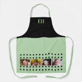 Tablier 4 photo initials polka dots black green (Recto)