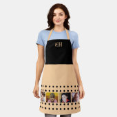 Tablier 4 photo initials polka dots black peach (Porté)