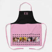Tablier 4 photo initials polka dots black pink (Recto)