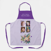 Tablier 4 photos grandchildren floral purple (Recto)
