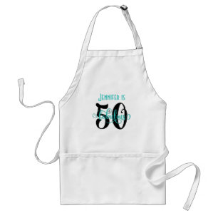 Tablier 50 et anniversaire fabuleux de typographie de noir